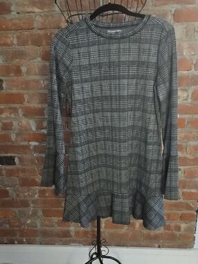 Michael Stars Black and White Plaid Knit Long Top/Tunic  Or Mini Dress